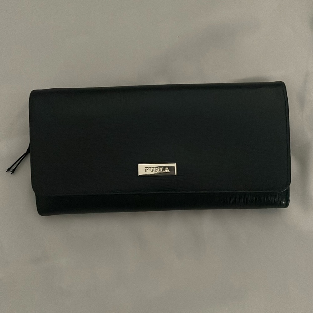 Furla black long wallet